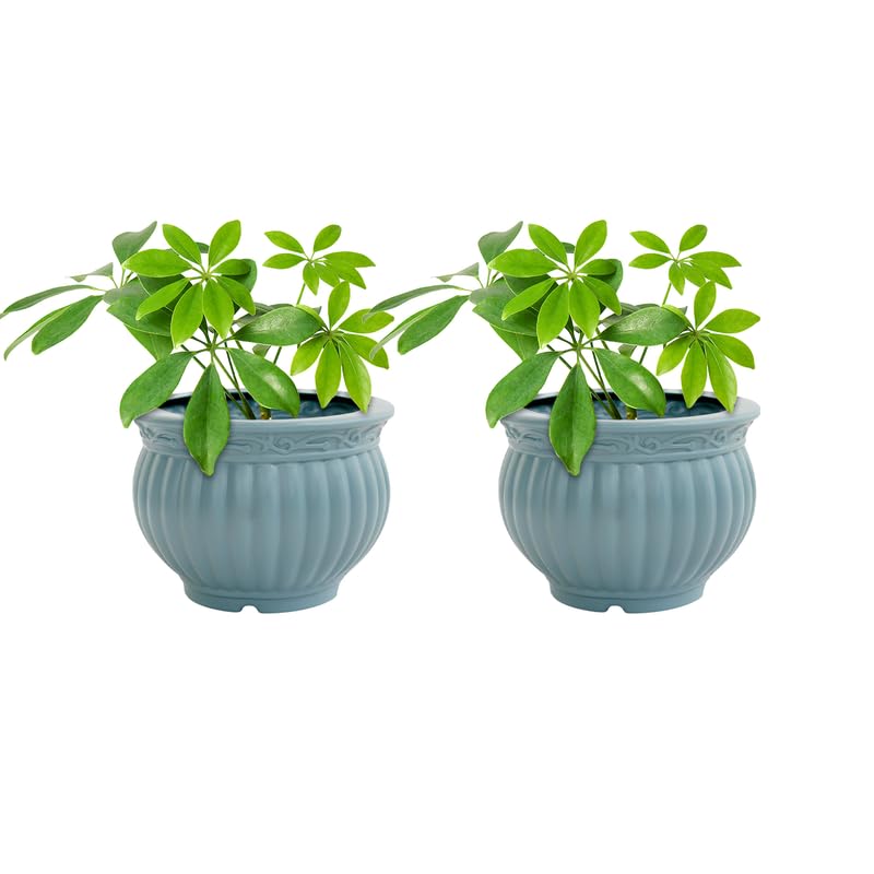 5 Inch Kanha Matki Plastic Flower Pots  Set Of 2 (ocean Blue, Round)