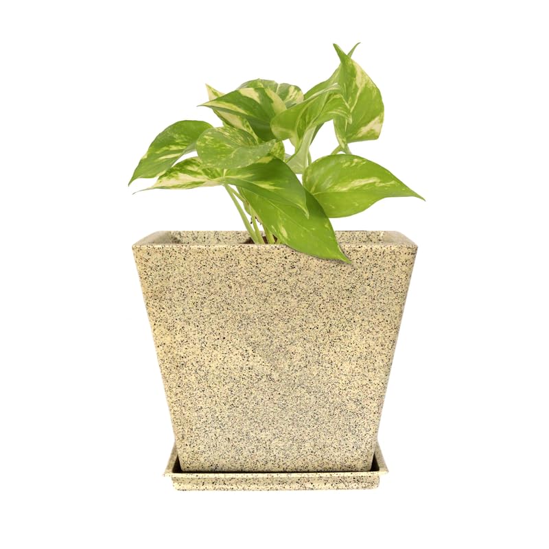 12 Inch Square Greece Marble Look Flower Pot With Tray Marble Stone