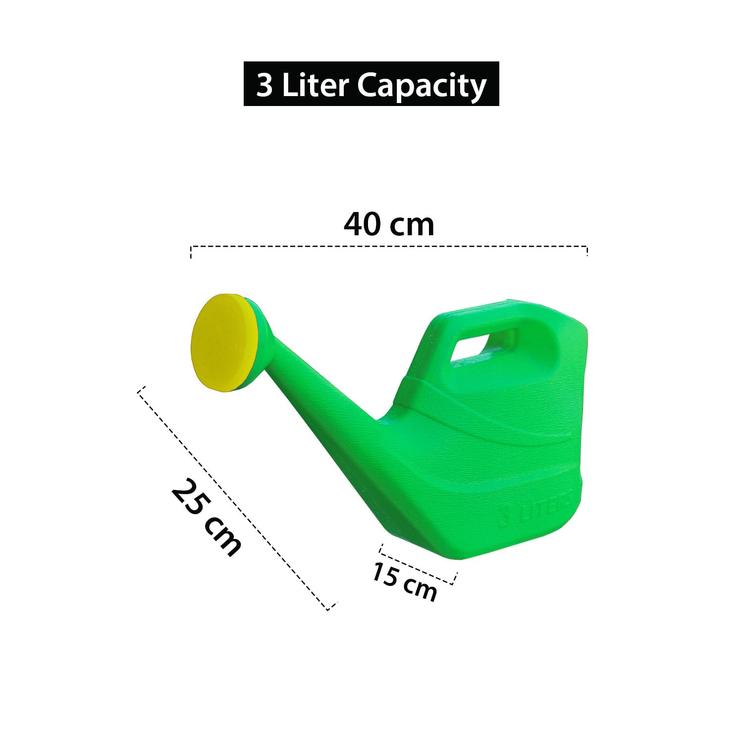 3l Green Plastic Watering Can With Spray Nozzle For Plants, Flowers & Garden Beds