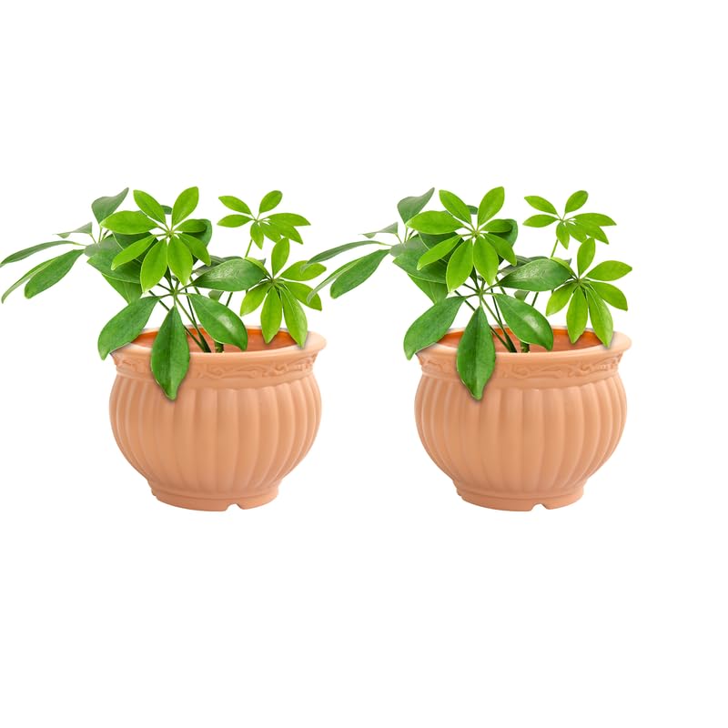 5 Inch Kanha Matki Plastic Flower Pots  Set Of 2 (peach, Round)