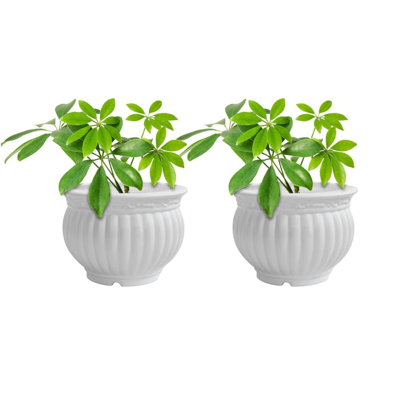 5 Inch Kanha Matki Plastic Flower Pots  Set Of 2 (white, Round)