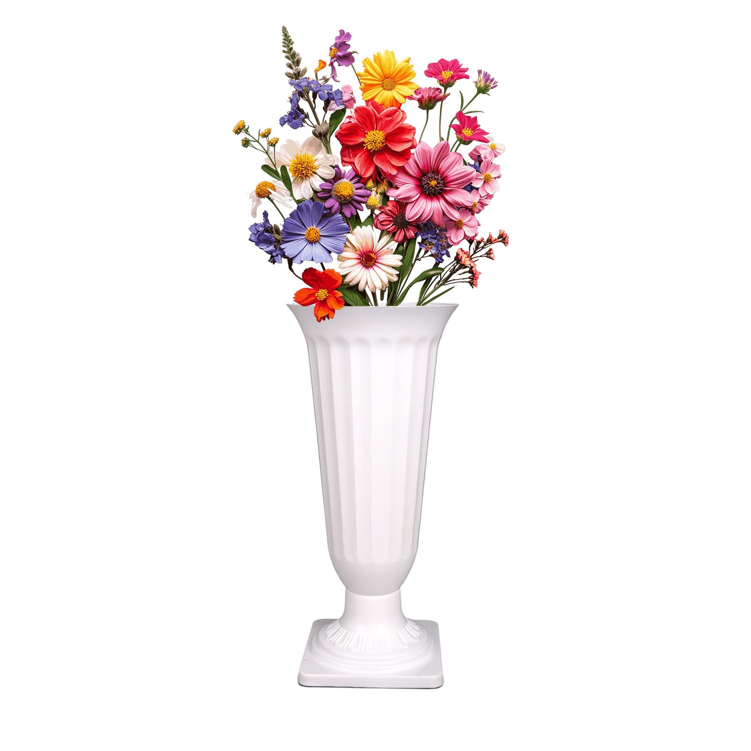 17 Inch White Frooti Plastic Flower Vases  Indoor Decor
