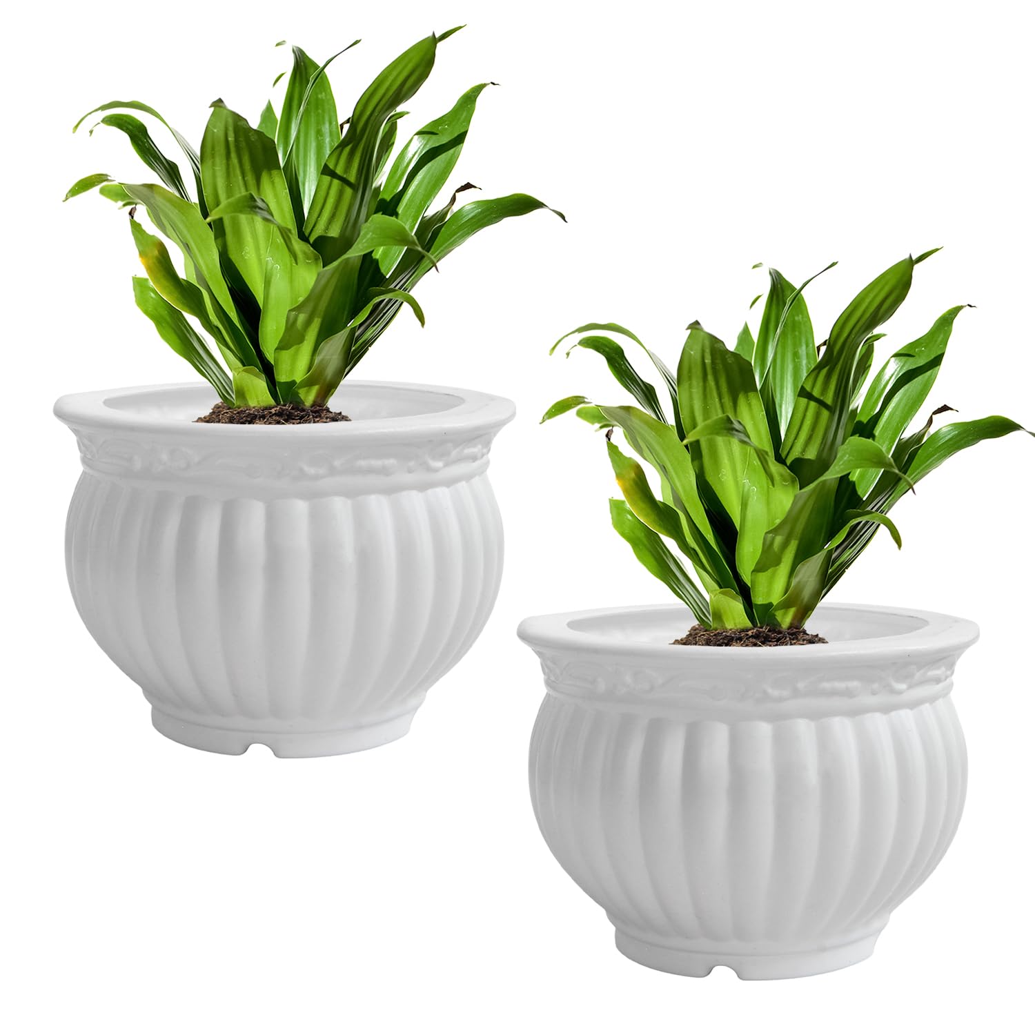12 Inch Kanha Matki Plastic Flower Pots Set Of 2 (white, Round) 12 Inch Kanha Matki Plastic Flower Pots Set Of 2 (white, Round)