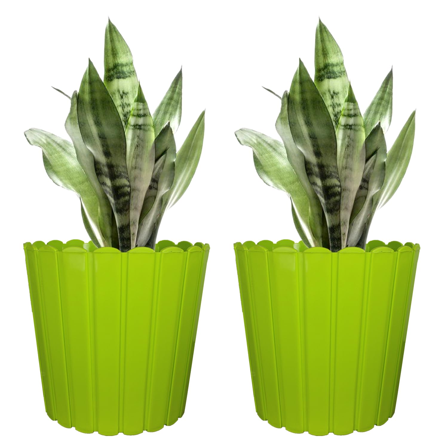 10 Inch Lemon Green Thai Planters Lightweight & Uv Resistant (set Of 2)