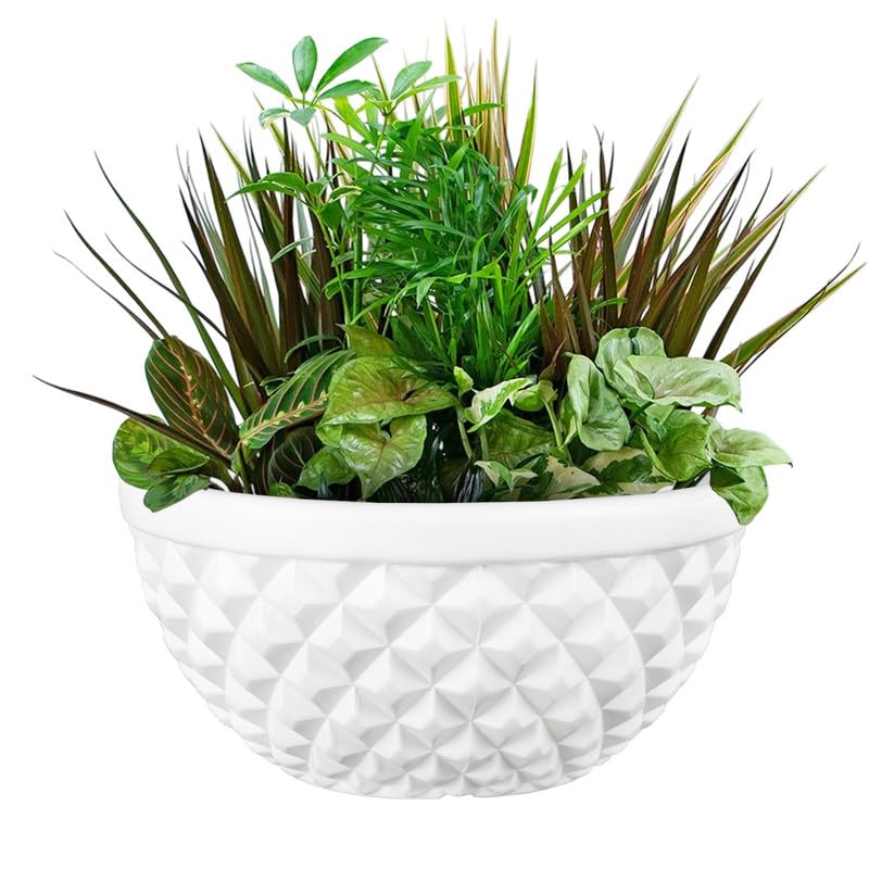 12 Inch Holden Round Planter  Uv Resistant, Lightweight White Pot (indoor/outdoor)