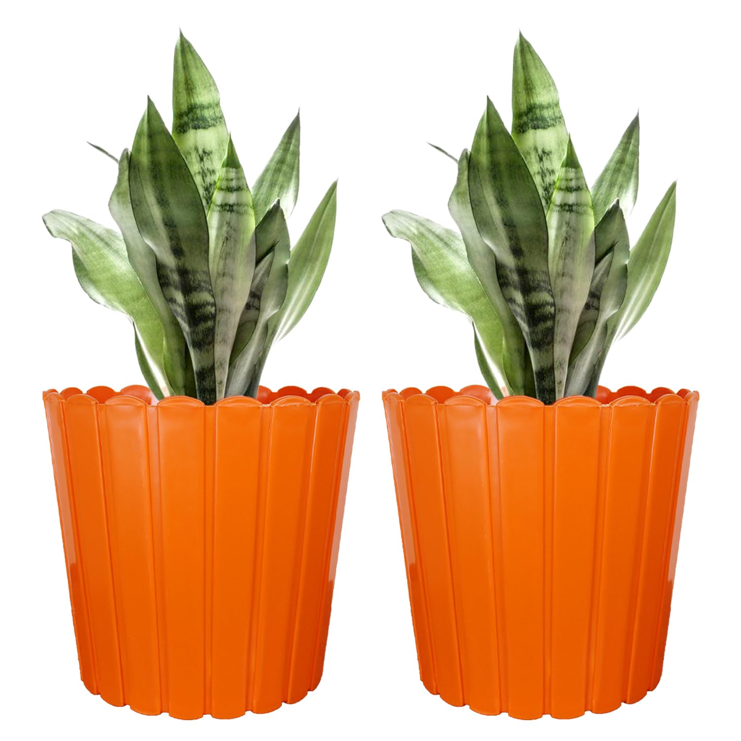 12 Inch Orange Thai Planters Lightweight & Uv Resistant (set Of 2)