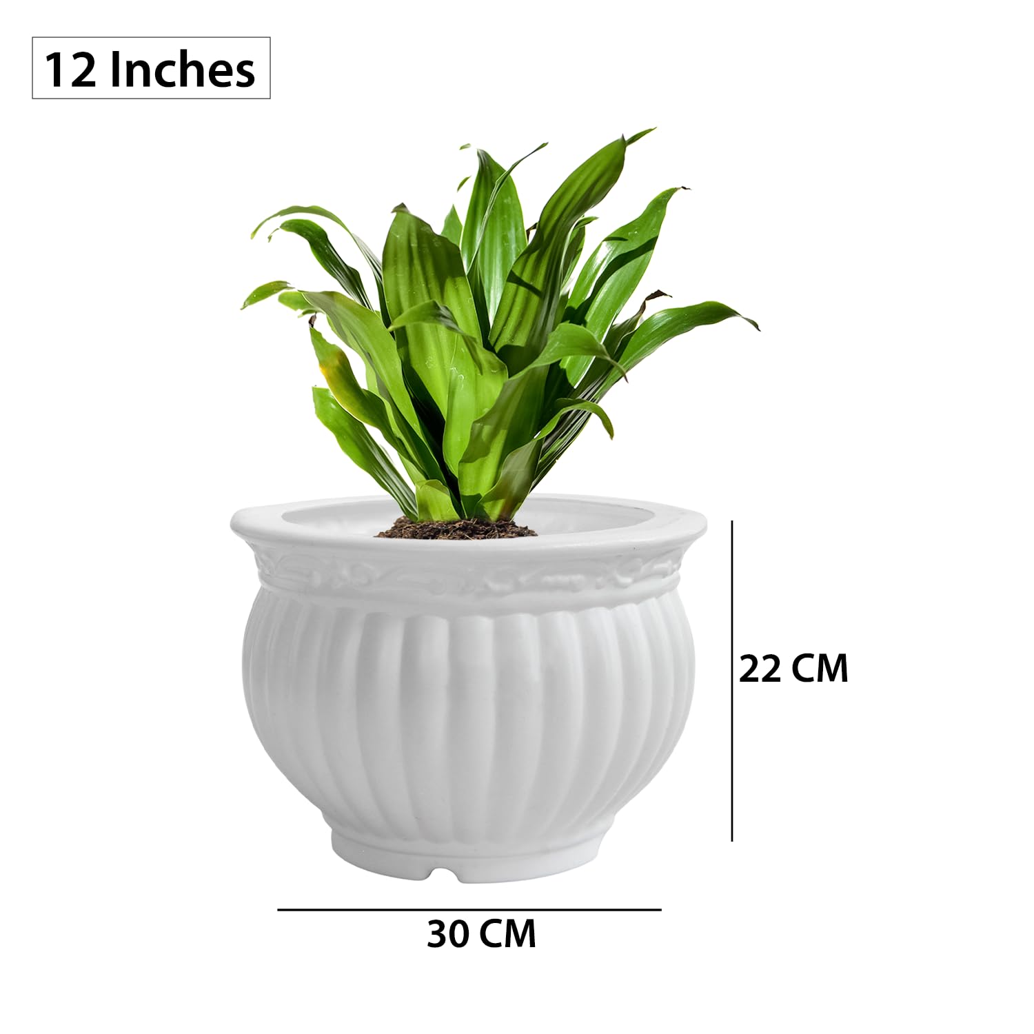 12 Inch Kanha Matki Plastic Flower Pots Set Of 2 (white, Round)