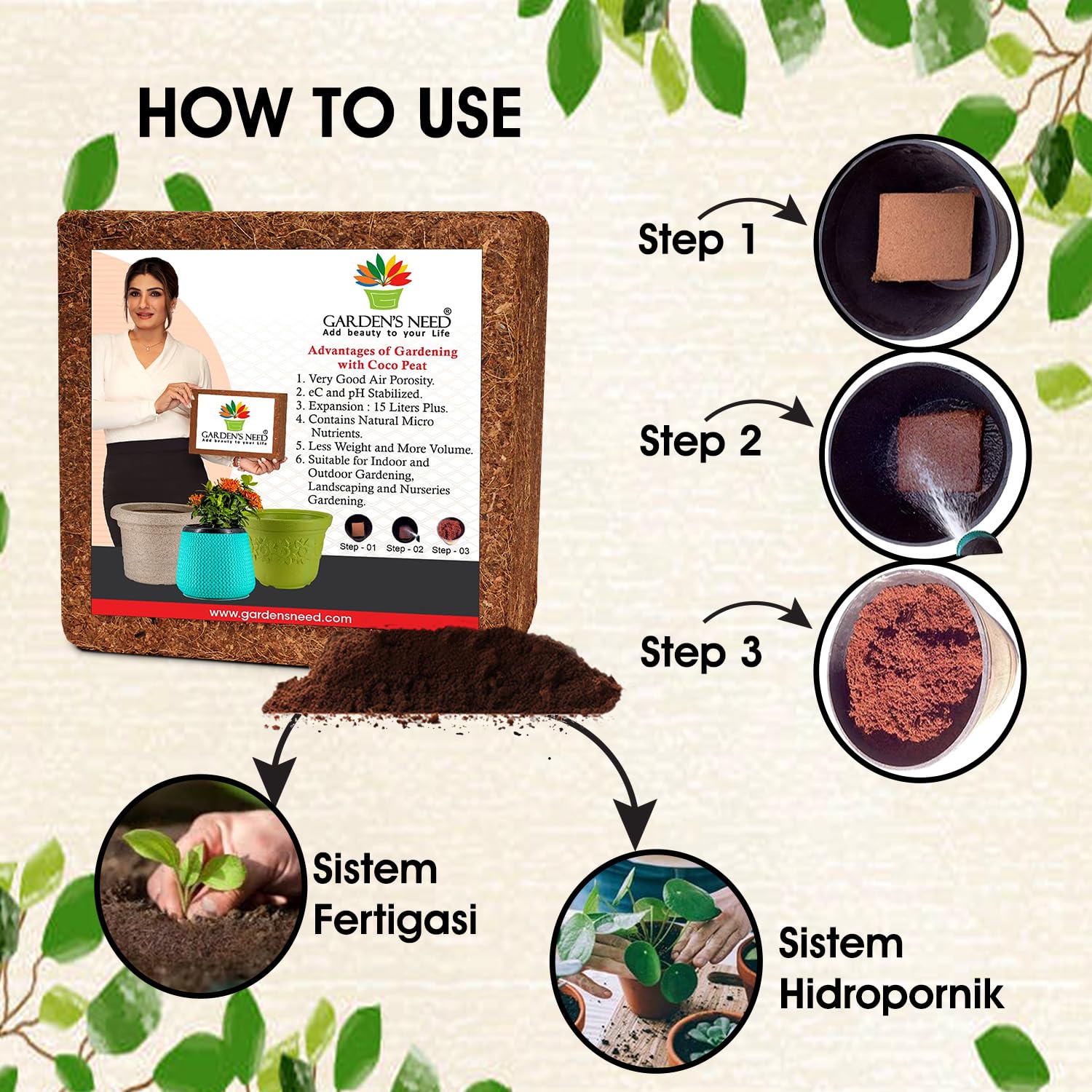 Brown Cocopeat Block 1 Kg Natural Compost And Fertilizer For Indoor/outdoor Gardening